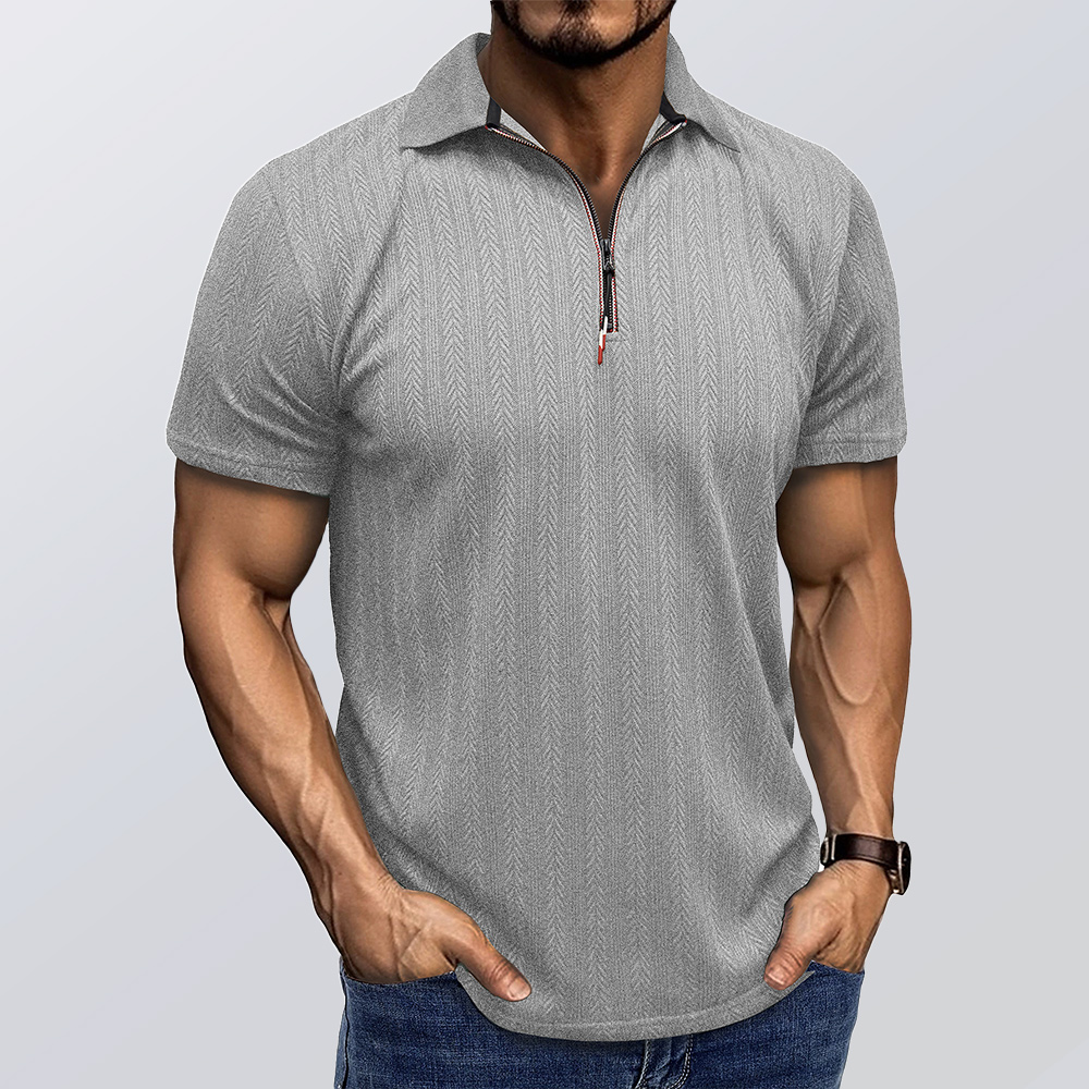 Sommer Herren Jacquard Revers Poloshirt Kurzarm