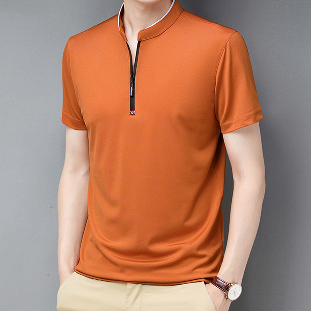 Kurzärmliges Herren-T-Shirt mit Reißverschluss am Kragen