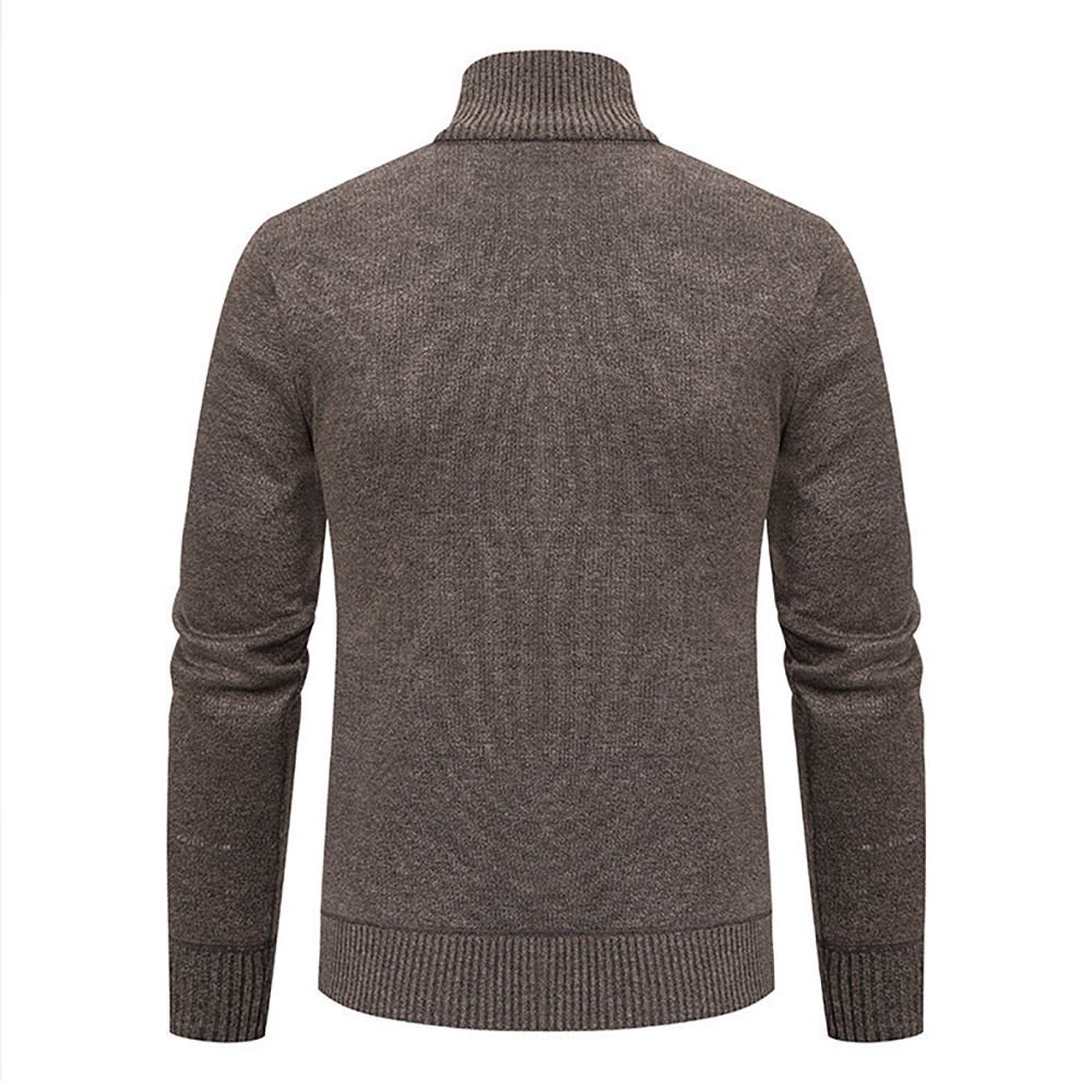 Veste chaude en tricot à col montant et fermeture éclair pour homme