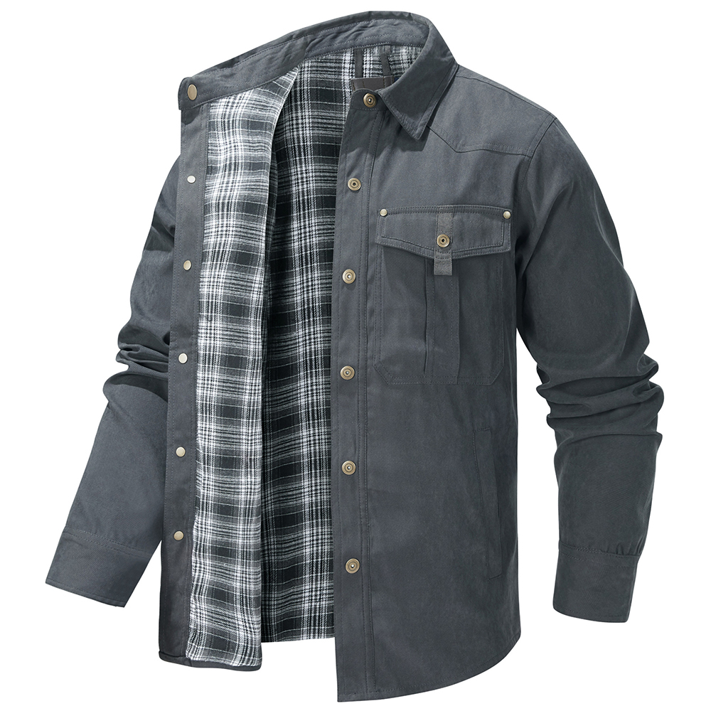 Veste chemise décontractée en flanelle chaude pour homme
