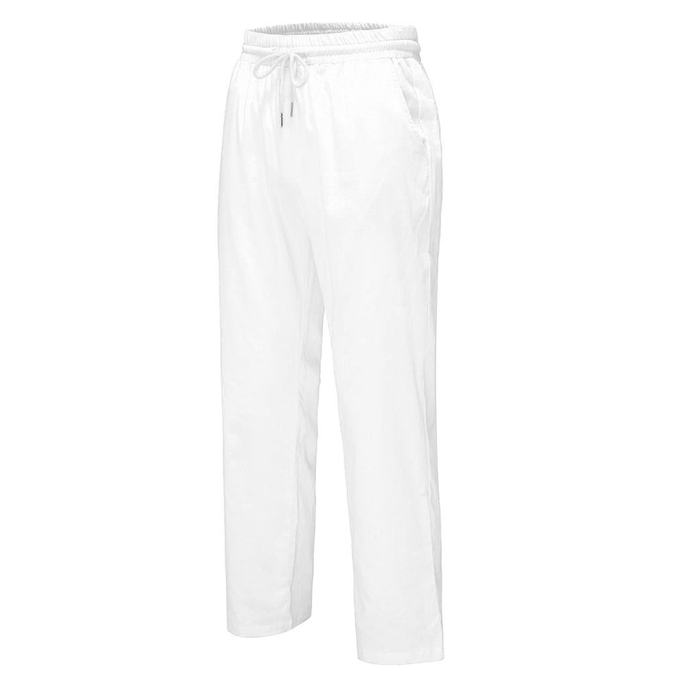 Pantalon décontracté simple en coton et lin pour hommes
