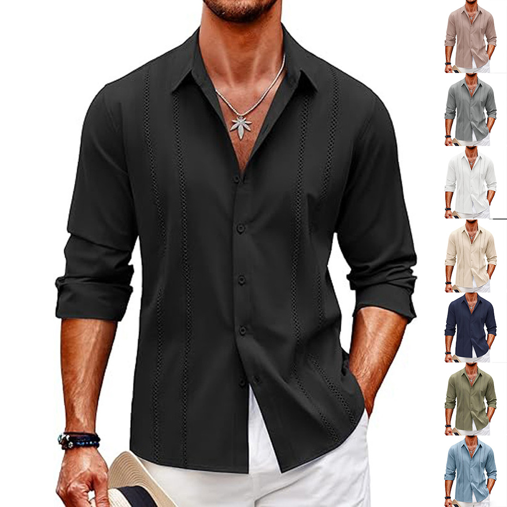 Chemise à manches longues simple et décontractée pour homme