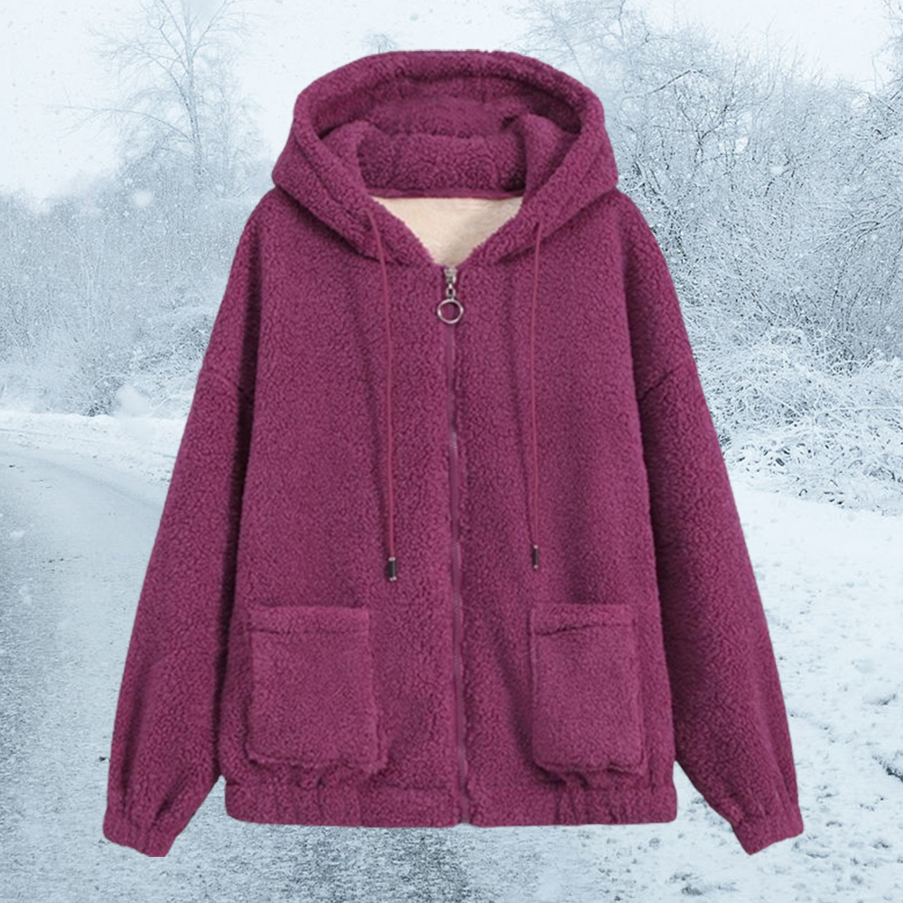 Warme Plüsch-Kapuzenjacke für Damen