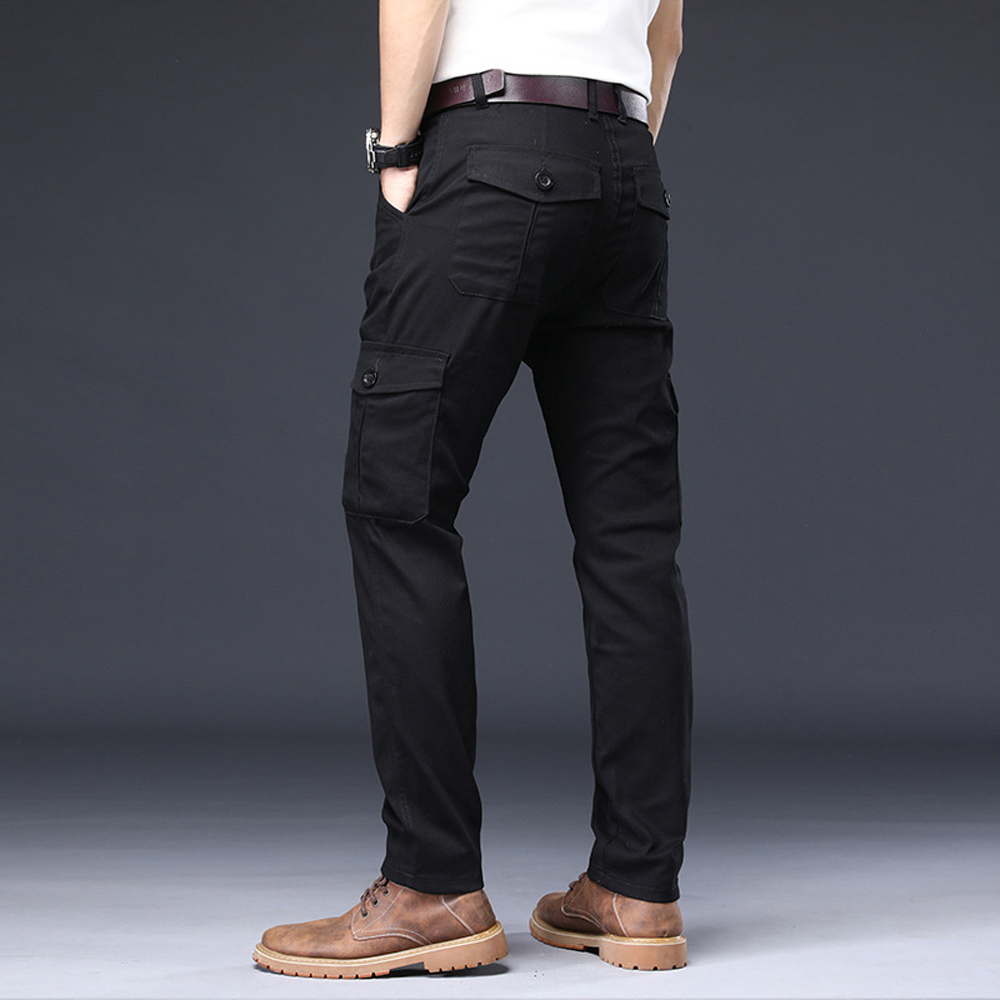 Pantalon cargo ample élastique à jambe droite pour hommes
