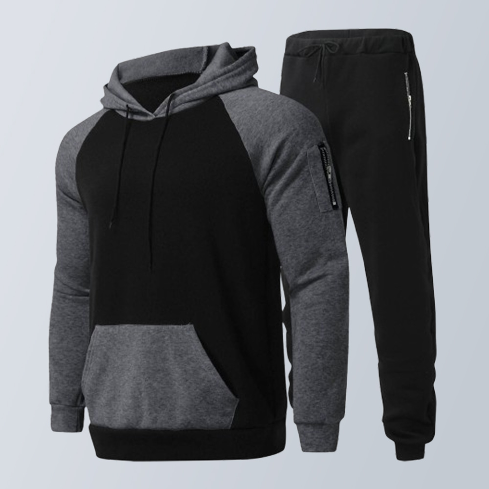 Zweiteiliger Anzug aus Sport-Sweatshirt und Hose mit Farbblockdesign für Herren