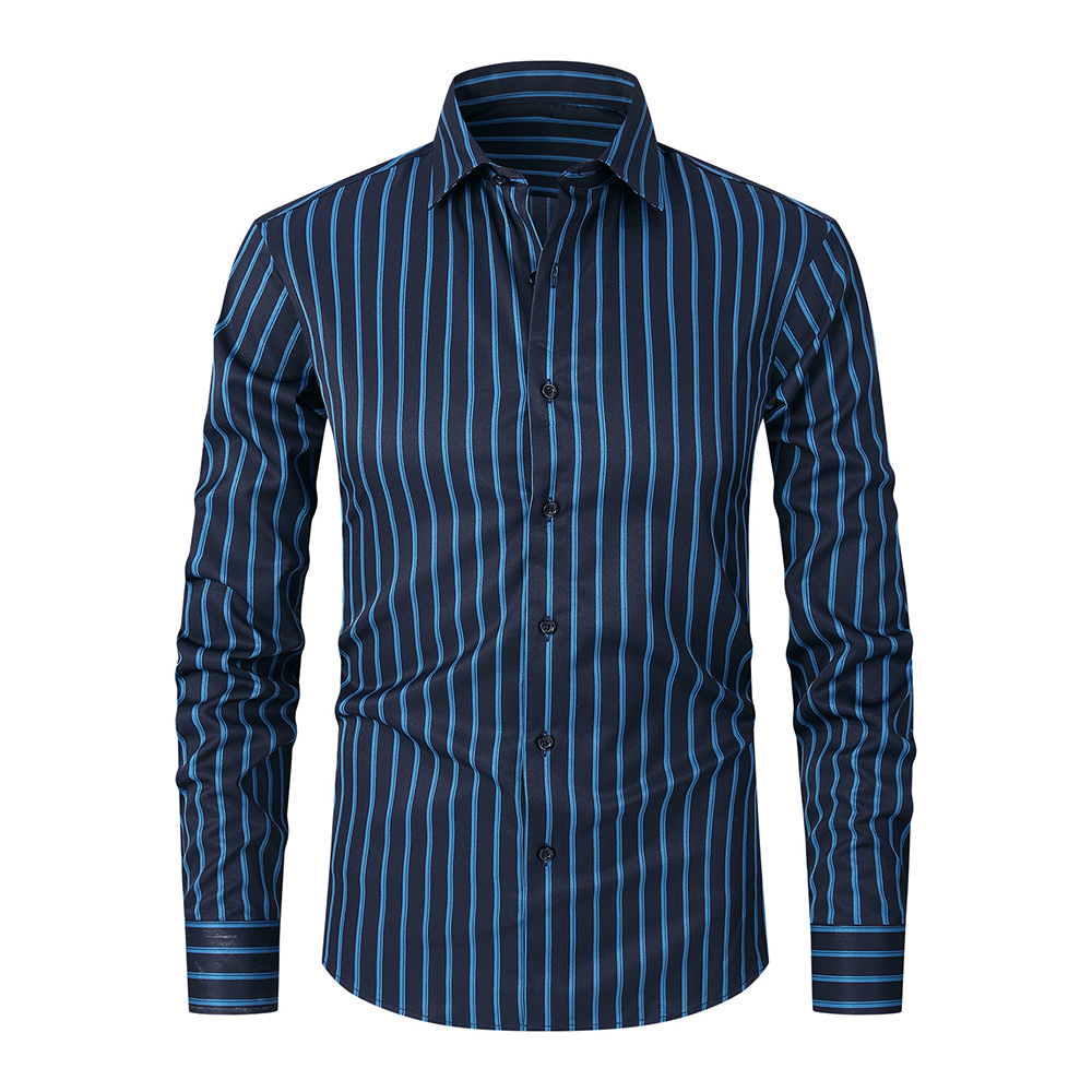 Chemise rayée décontractée et polyvalente pour homme