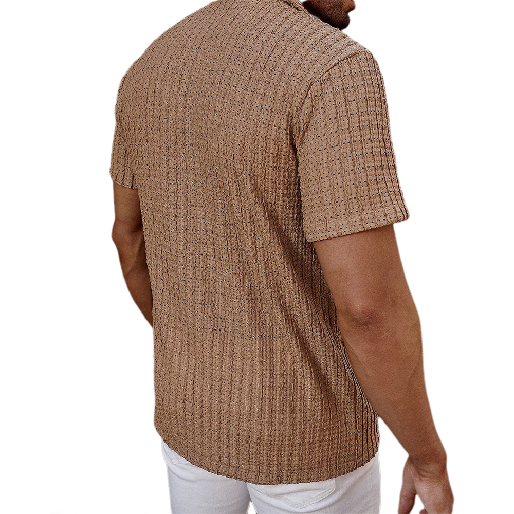 Chemise à manches courtes rayée légère et respirante pour homme