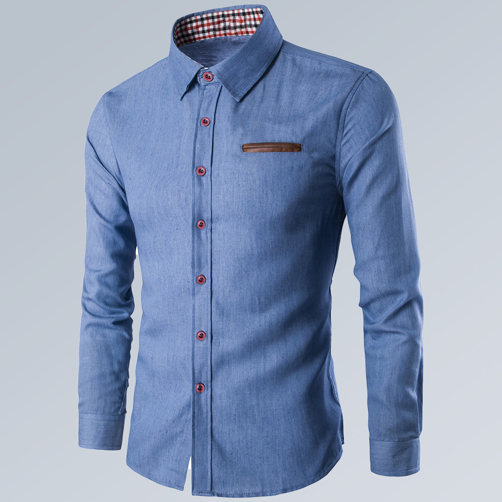 Lässiges Langarmhemd mit Reverstasche und Colorblock für Herren