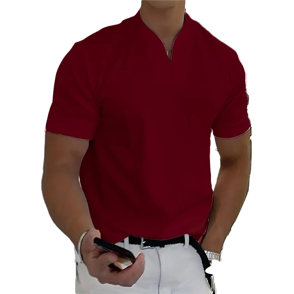 T-shirt à manches courtes et col en V élastique pour homme