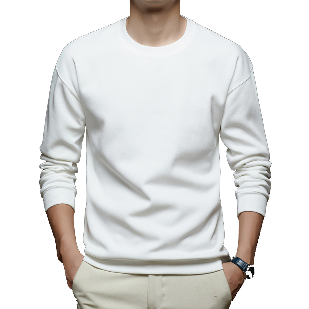 Einfarbiges Langarm-Sweatshirt mit Rundhalsausschnitt für Herren