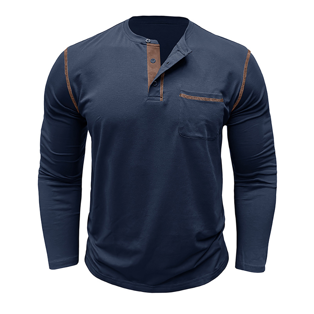 T-shirt à manches longues et col Henley pour hommes