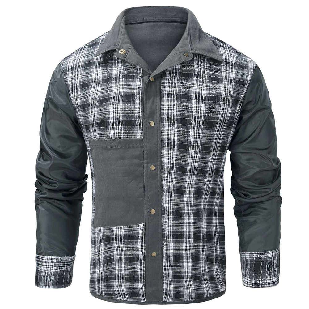Veste chemise décontractée en flanelle chaude pour homme
