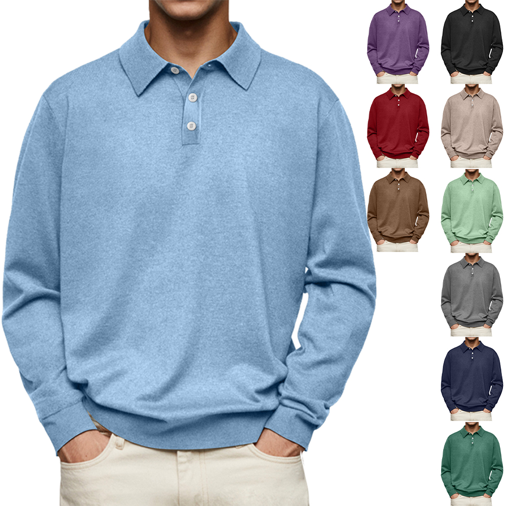 Polo décontracté à manches longues pour hommes