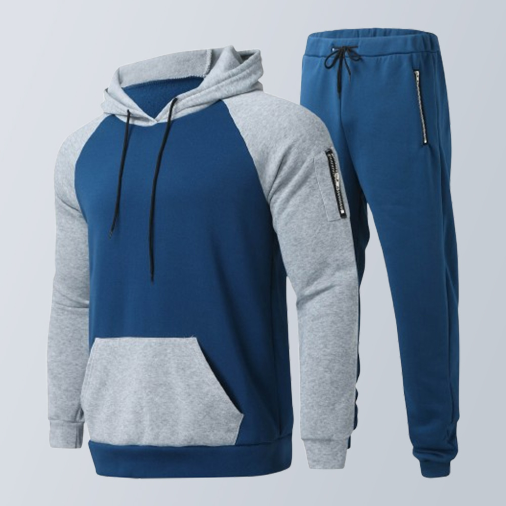 Zweiteiliger Anzug aus Sport-Sweatshirt und Hose mit Farbblockdesign für Herren