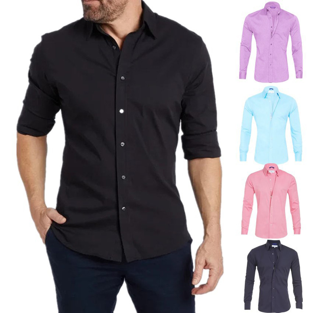 Chemise décontractée à manches longues et fermeture éclair pour homme