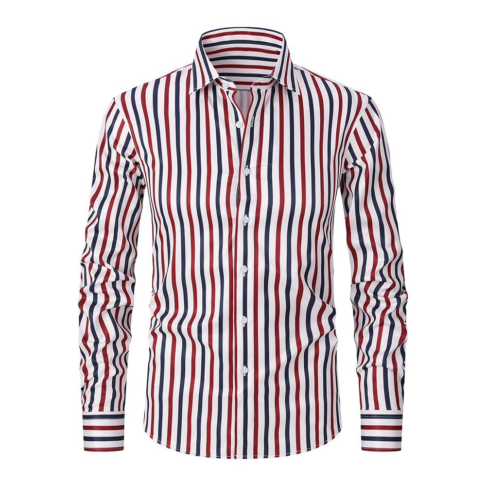 Chemise rayée décontractée et polyvalente pour homme