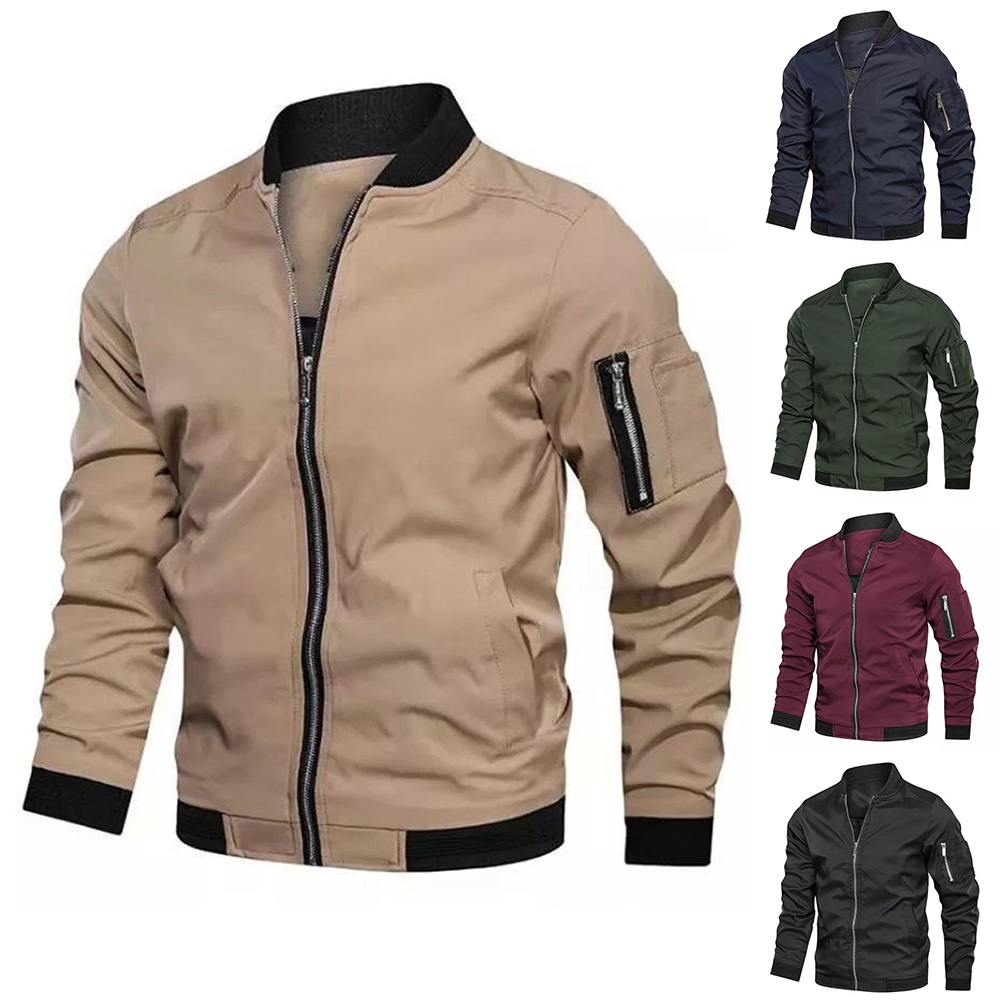 Veste décontractée à col montant et fermeture éclair pour homme
