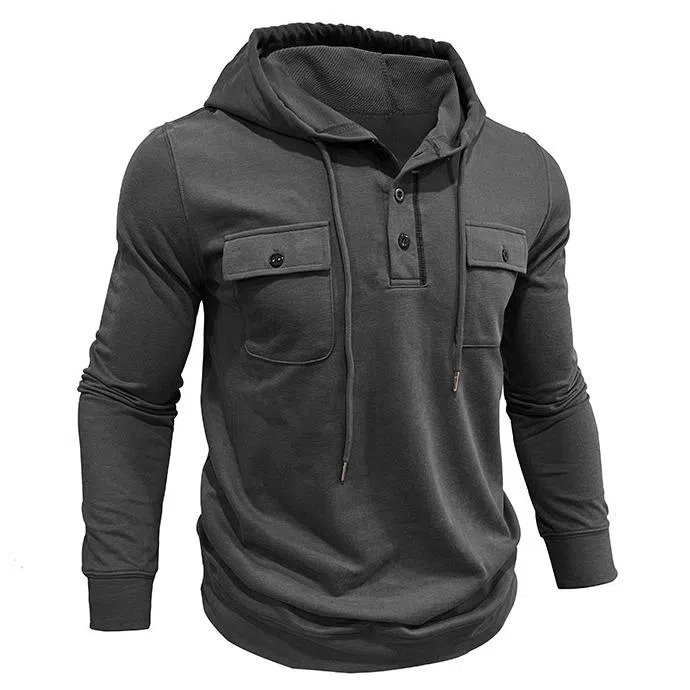 Lässiges Kapuzen-Sweatshirt mit Knopfleiste für Herren