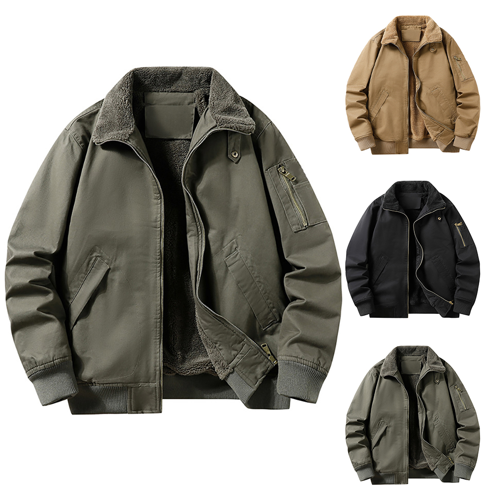 Blouson aviateur épais en polaire pour hommes