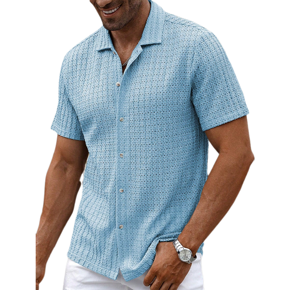 Chemise à manches courtes rayée légère et respirante pour homme