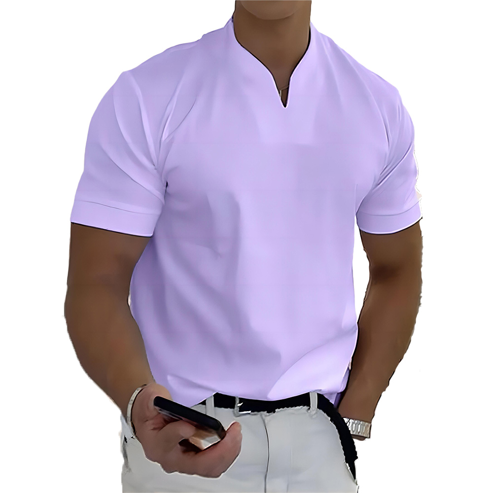 T-shirt à manches courtes et col en V élastique pour homme