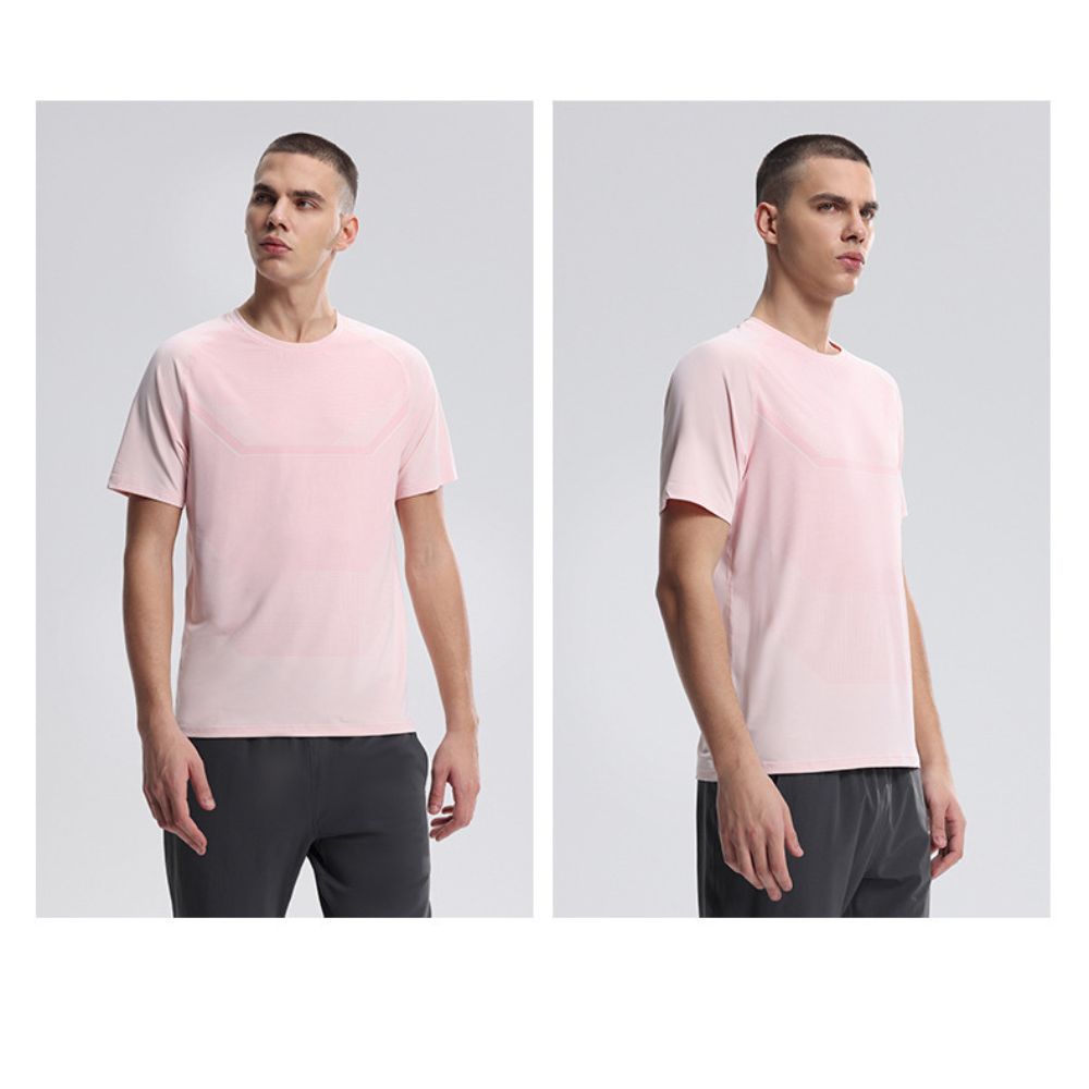 Atmungsaktives, schweißableitendes, schnell trocknendes Kurzarm-T-Shirt mit Rundhalsausschnitt