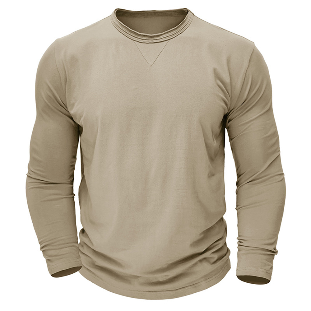 T-shirt en coton à manches longues et col rond pour homme