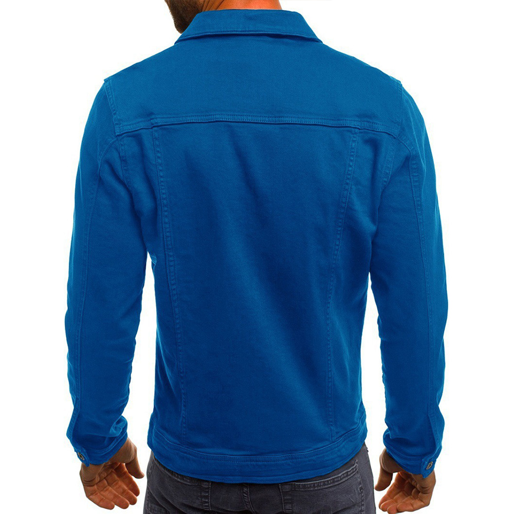 Veste en jean décontractée à revers boutonné pour homme