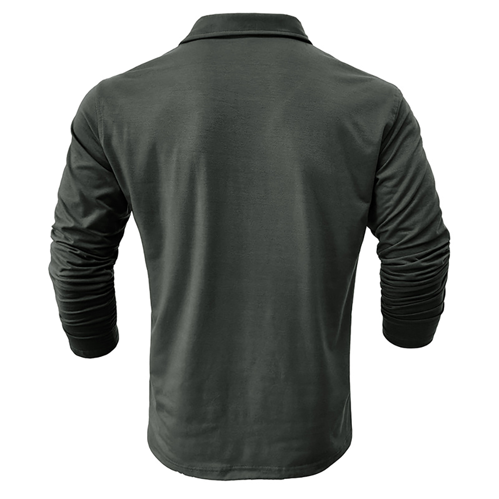 Polo à manches longues de couleur unie simple pour hommes