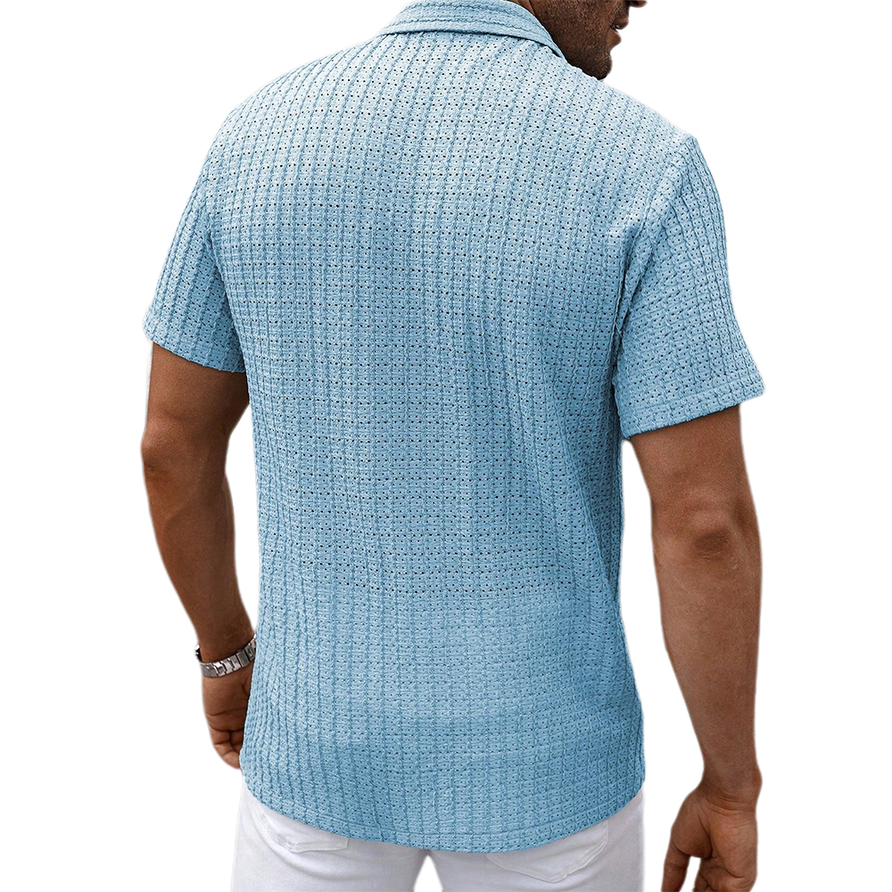 Chemise à manches courtes rayée légère et respirante pour homme