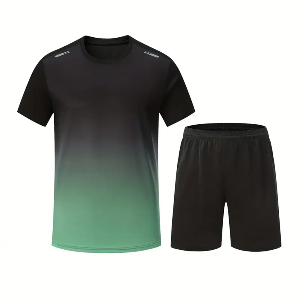 Trendy farbverlauf kurzarm shorts licht sport anzug