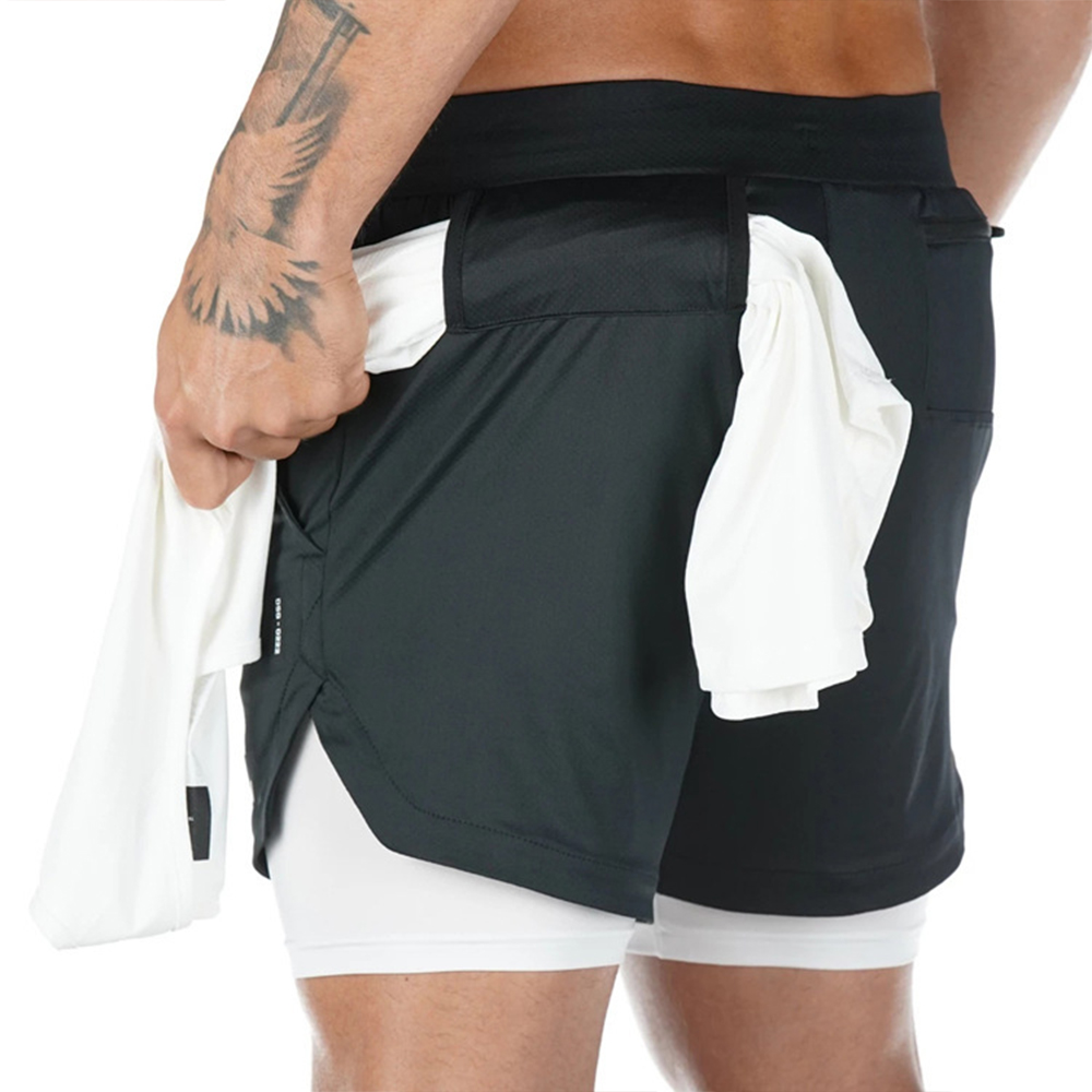 Leichte und atmungsaktive doppellagige Sportshorts mit Innentasche für Herren