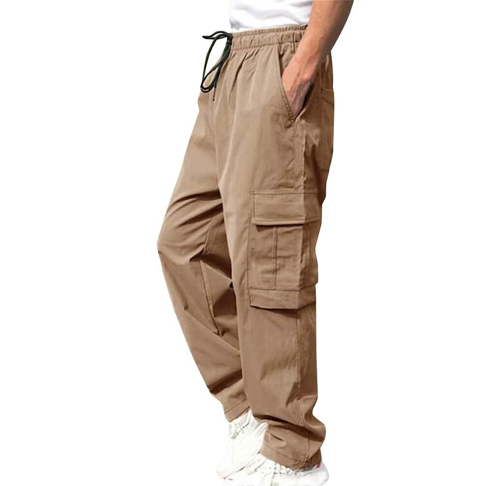 Lockere, lässige Herrenhose mit geradem Bein und großen Taschen