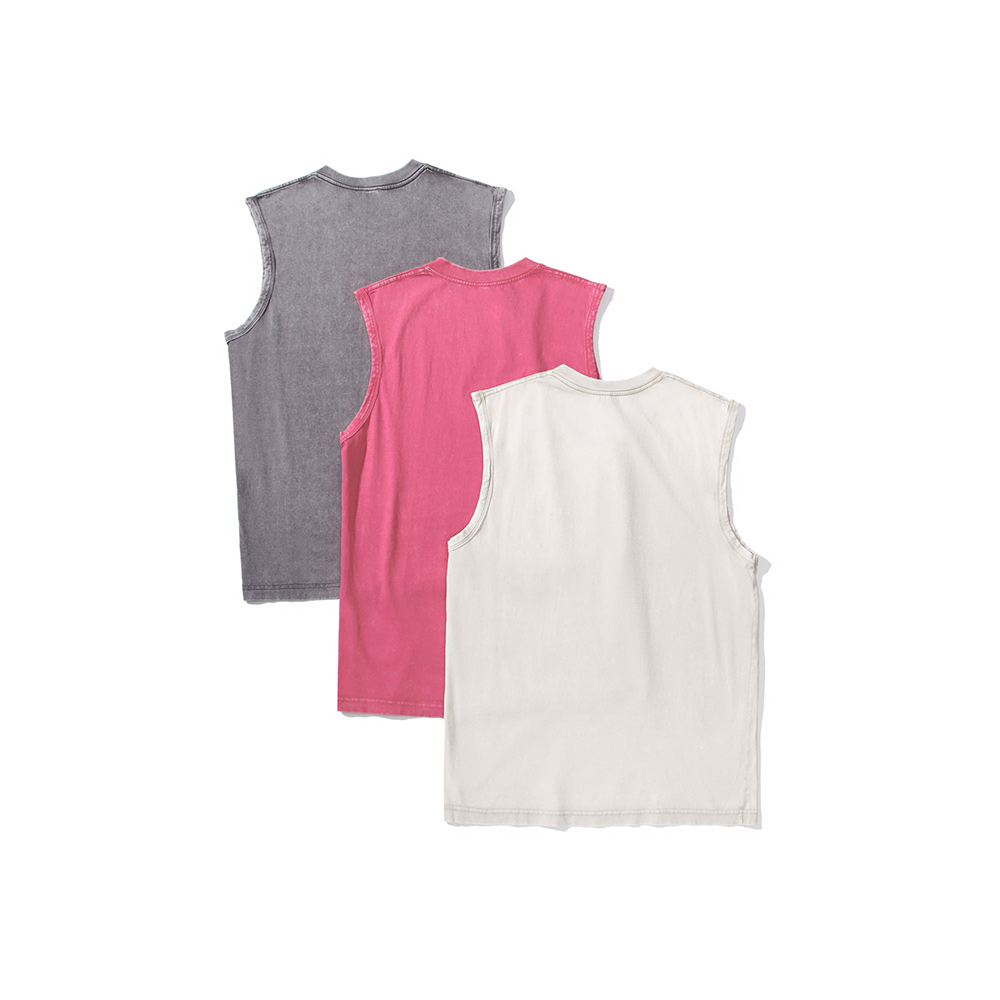 Ärmelloses Herren-Unterhemd aus gewaschener Baumwolle mit Rundhalsausschnitt