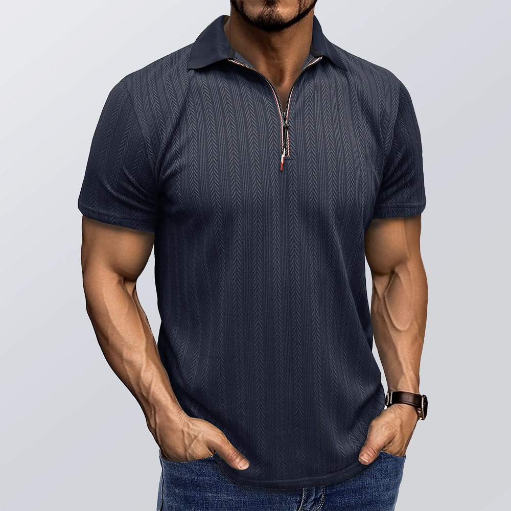 Sommer Herren Jacquard Revers Poloshirt Kurzarm