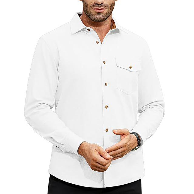 Chemise décontractée à manches longues avec poche pour homme