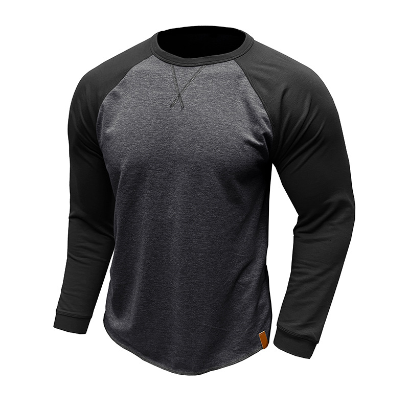 T-shirt décontracté à manches longues et blocs de couleurs pour homme