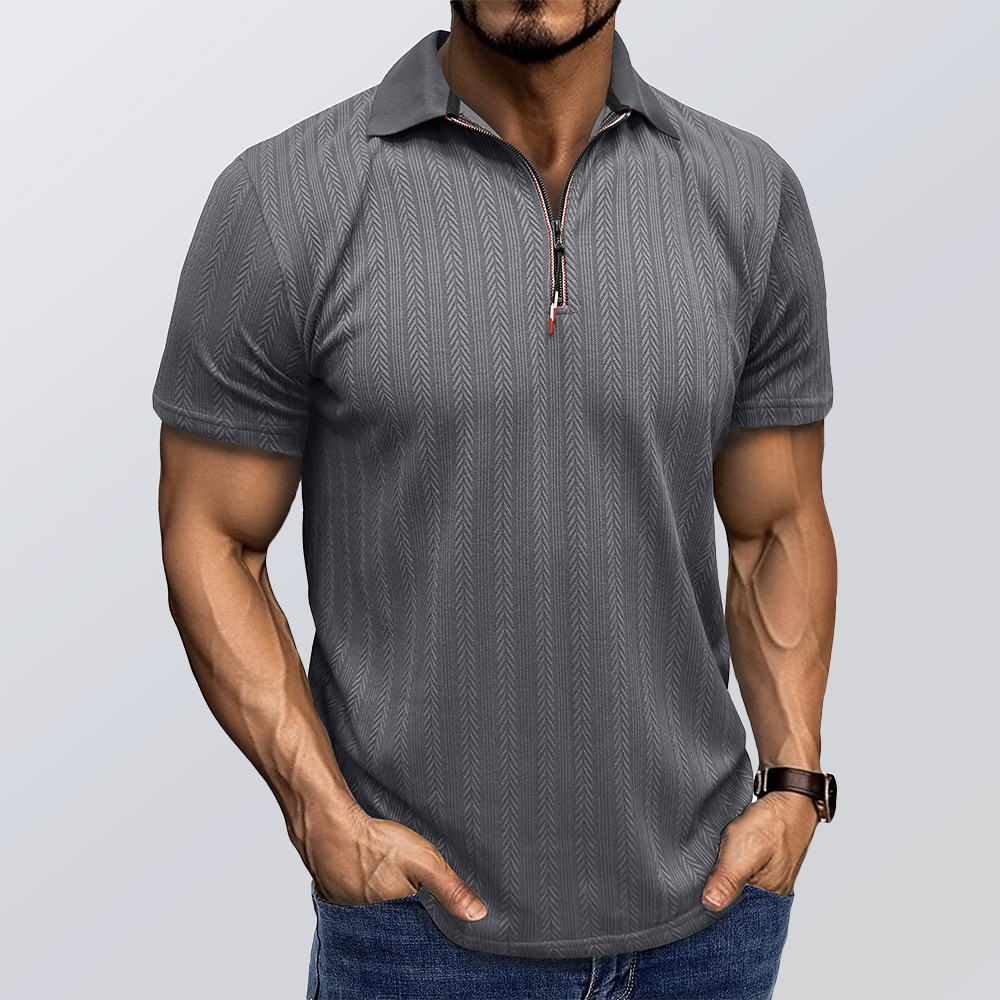 Sommer Herren Jacquard Revers Poloshirt Kurzarm
