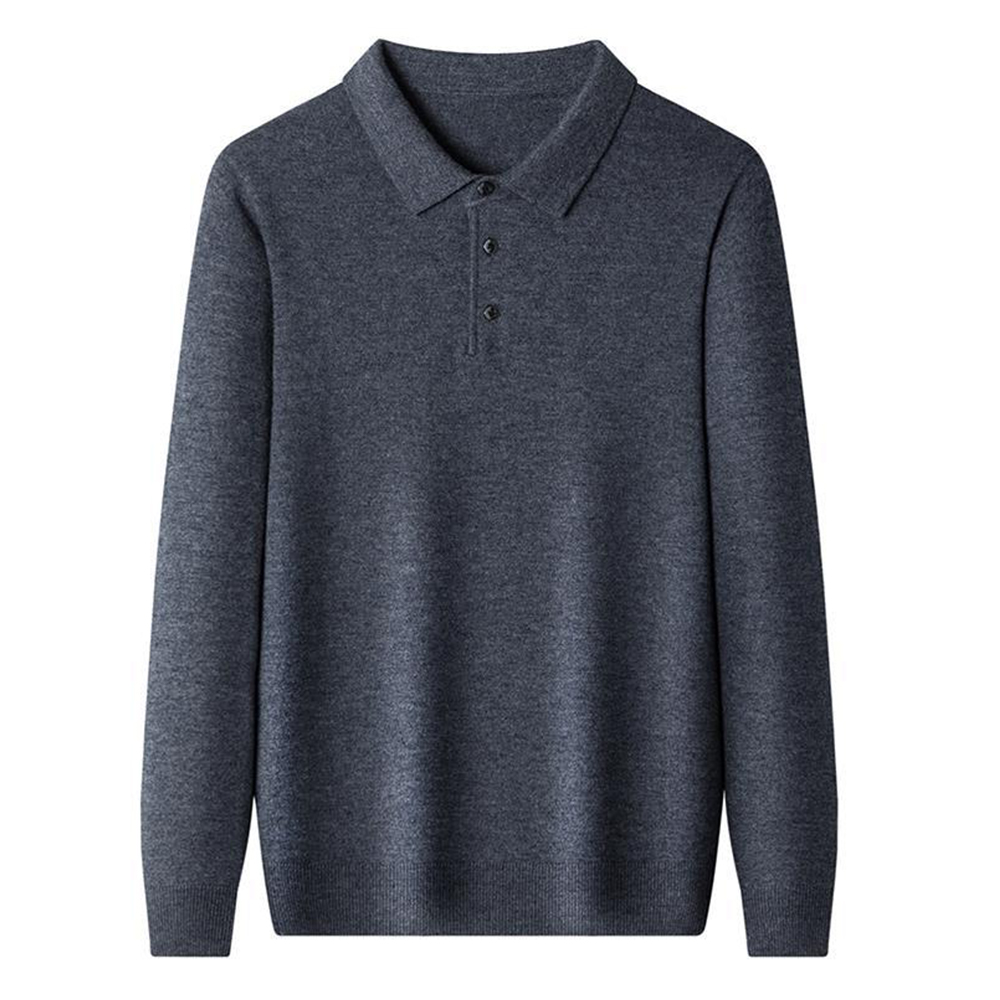 Einfarbiger, legerer, gestrickter Reverspullover für Herren