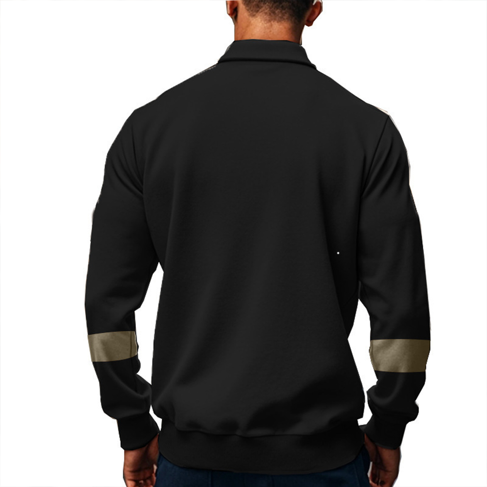 Langärmliges Herren-Poloshirt im Retro-Farbblock-Design mit Revers