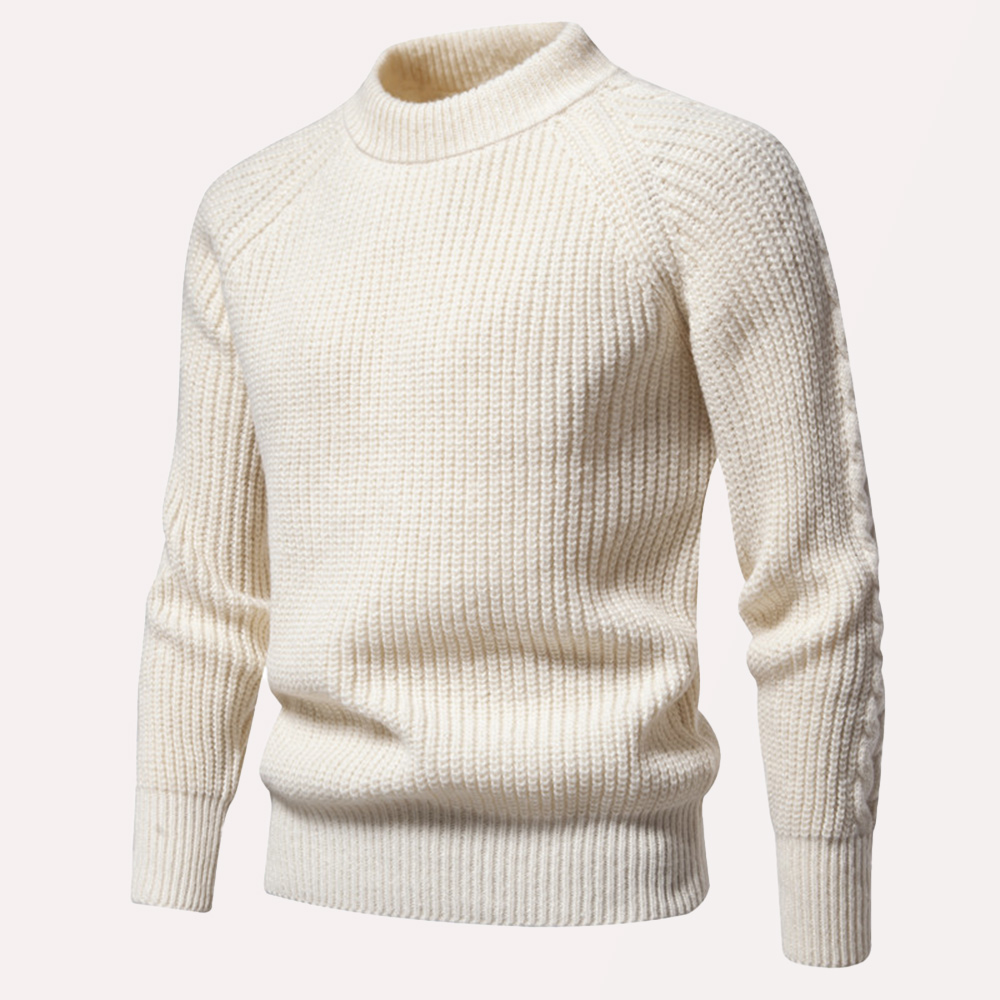 Einfarbiger Strickpullover mit Rundhalsausschnitt für Herren im Herbst und Winter