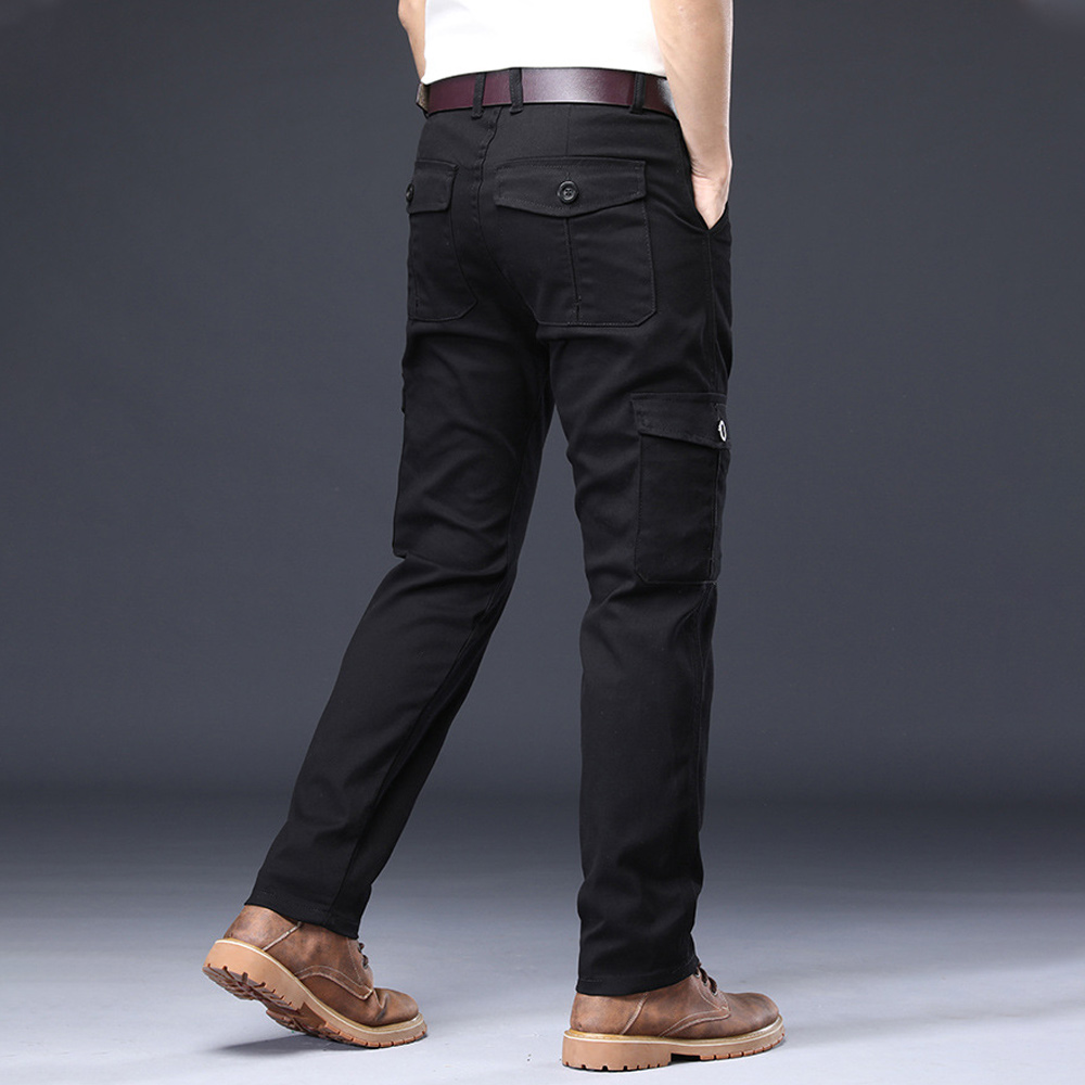 Pantalon cargo ample élastique à jambe droite pour hommes