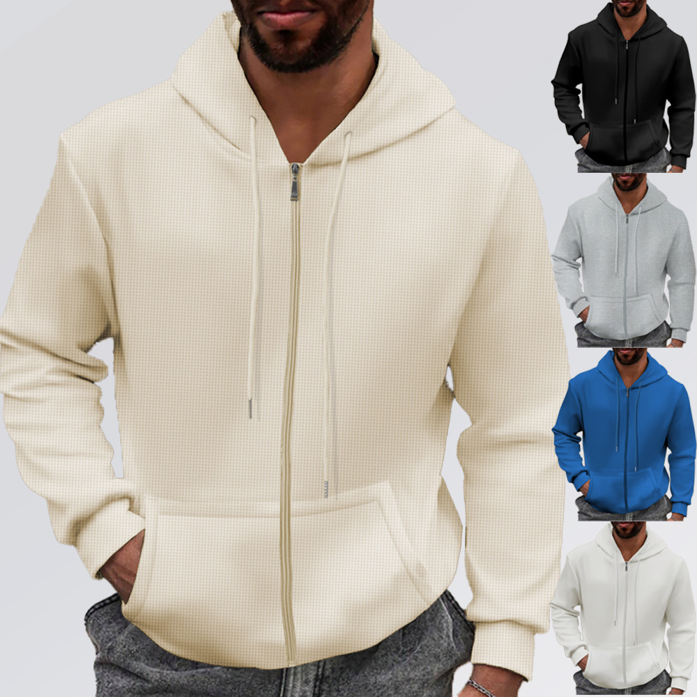 Herren-Strickjacke mit Waffelmuster und Reißverschluss