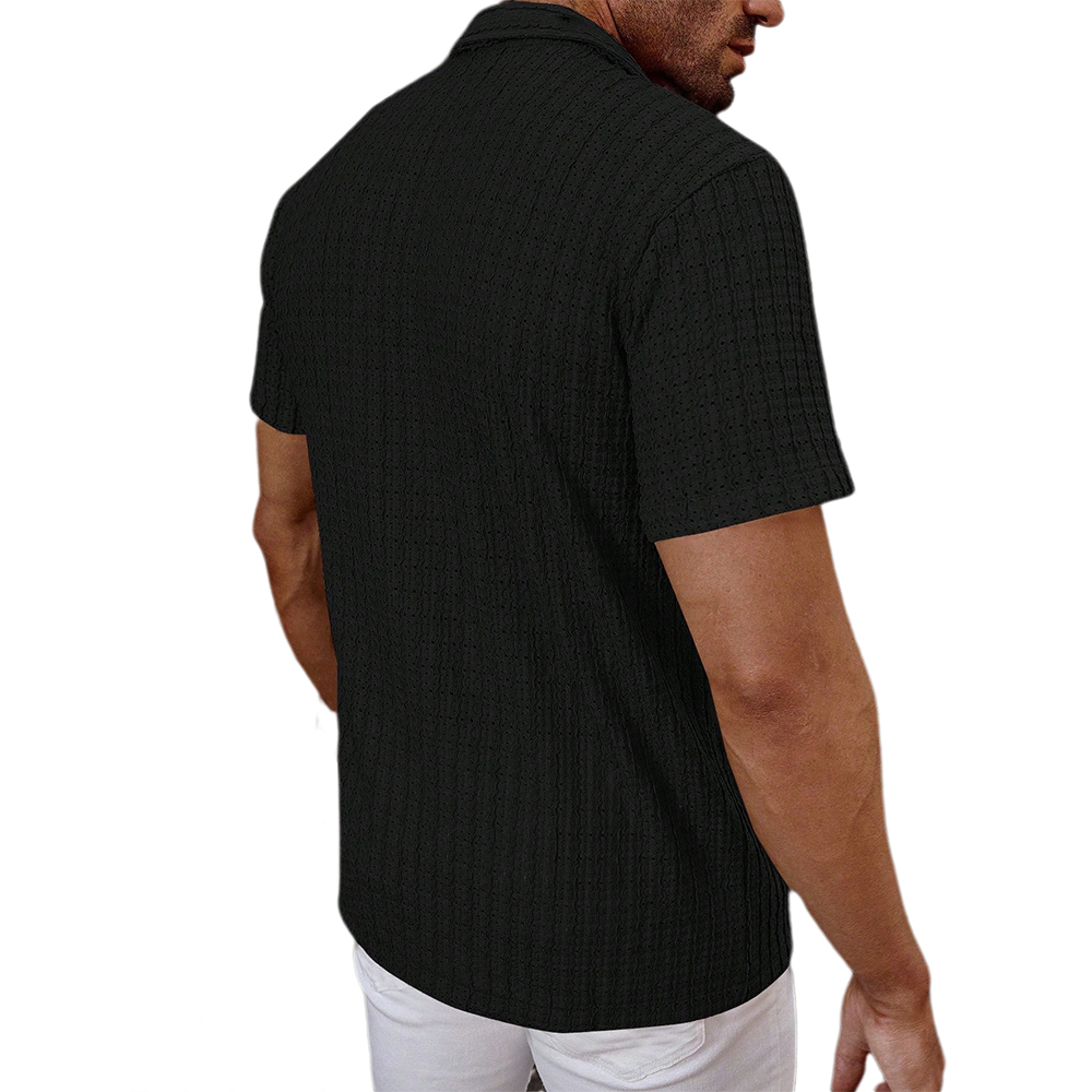 Chemise à manches courtes rayée légère et respirante pour homme