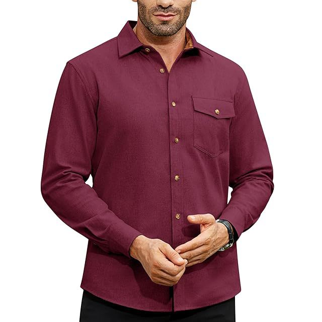 Chemise décontractée à manches longues avec poche pour homme