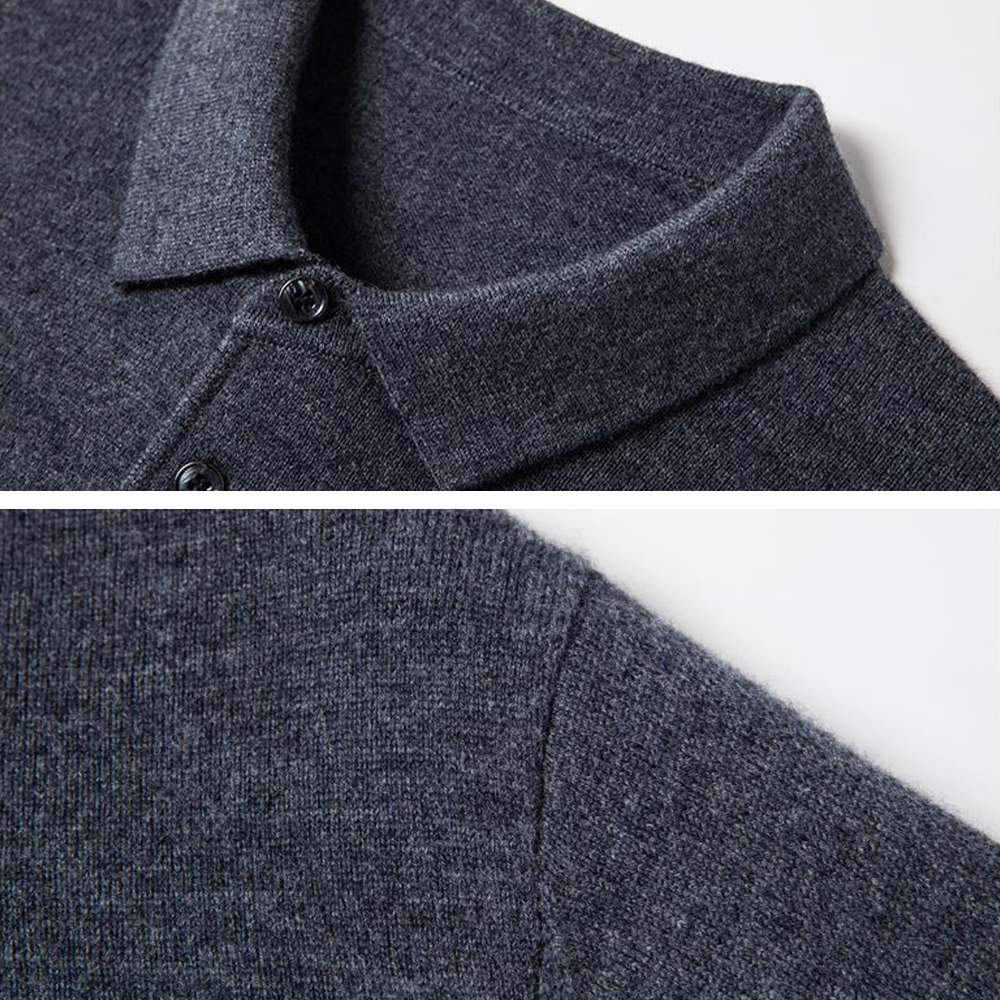 Einfarbiger, legerer, gestrickter Reverspullover für Herren