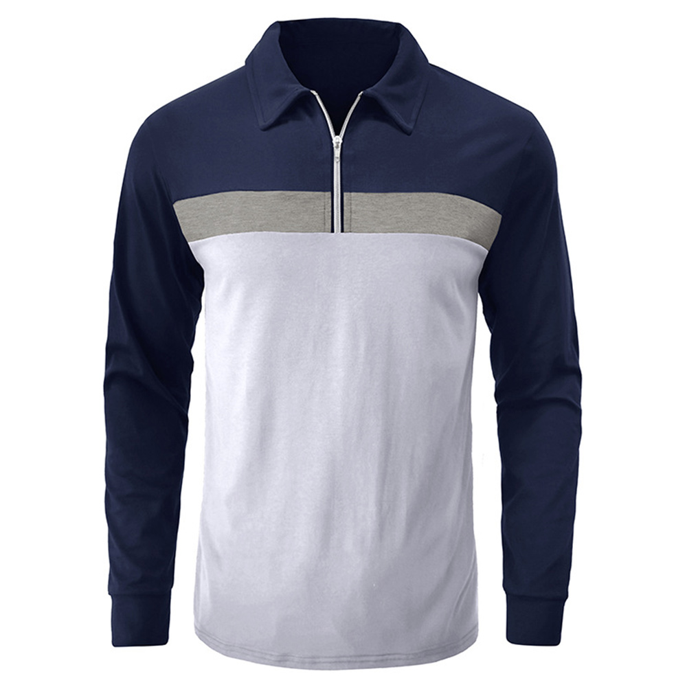 T-shirt décontracté à manches longues avec fermeture éclair pour homme