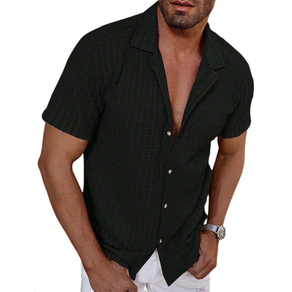 Chemise à manches courtes rayée légère et respirante pour homme