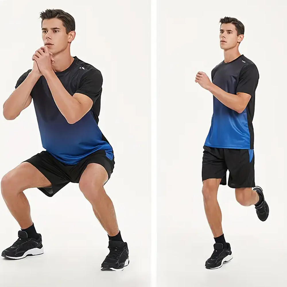 Trendy farbverlauf kurzarm shorts licht sport anzug