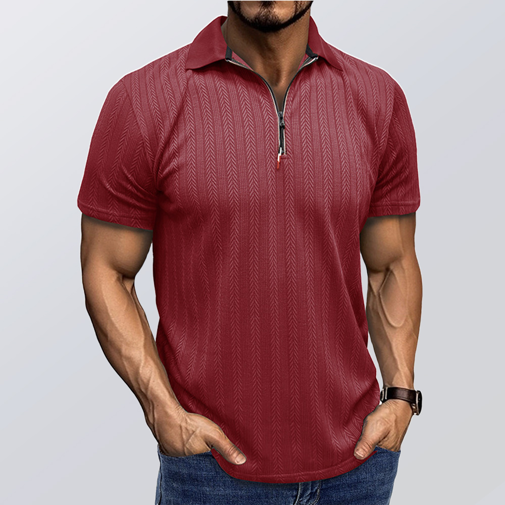 Sommer Herren Jacquard Revers Poloshirt Kurzarm